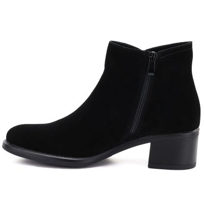 3. Schwarze Damen-Ankle-Boots aus Leder mit Blockabsatz, Sergio Leone BT-52-S
