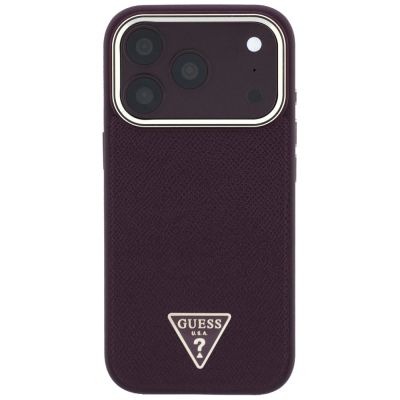 3. Guess MagSafe-Hülle mit genarbtem Dreieckslogo für iPhone 18 Pro Max / 17 Pro Max – bordeauxrot