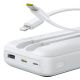 5. Baseus Lipow 20000mAh 22,5W Powerbank mit zwei integrierten Kabeln und zusätzlichem Baseus Simple USB-A-auf-USB-C-Kabel (3A, 20 cm) – weiß