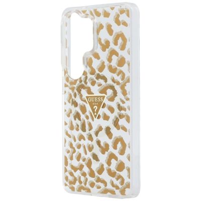 6. Guess IML Leopard Print Dreieckige MagSafe Hülle für Samsung Galaxy S26 Ultra - Braun