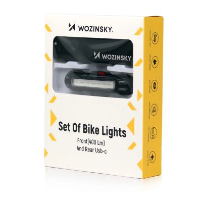 6. Wozinsky WSBLB2 USB-C Fahrradlicht-Set vorne (400 lm) und hinten, Schwarz