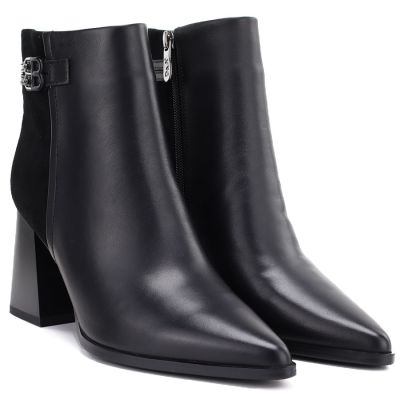 4. Schwarze Damen-Ankle-Boots aus Leder mit hohem Absatz, D&A S.Barski CR62-3477