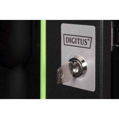 9. Digitus Unique 19" 7U 600x600 Wand-Netzwerkschrank, Glastür, schwarz, ungeteilt, montiert, 100 kg