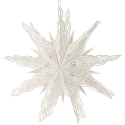 2. HÄNGENDER DEKORATIONSSTERN SCHNEEFLOCKE AUS PAPIER 75 CM WEISS, 9-ZACKIG