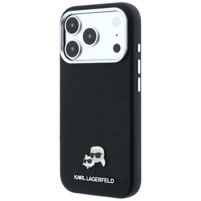 2. Karl Lagerfeld MagSafe-Schutzhülle aus Metall mit genarbter Oberfläche für iPhone 17 Pro / 18 Pro – Schwarz