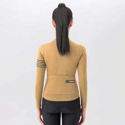 6. Rockbros YPW065 TVI Damen-Radtrikot mit langen Ärmeln, Herbst/Winter, Größe L – Gelb