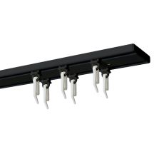DOPPELTE DECKENSCHIENE MIT GLEITERN UND HAKEN 150 CM AUS ALUMINIUM, SCHWARZ, KOWALSKI