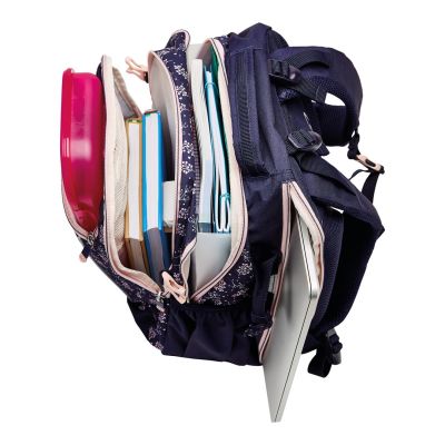 8. Herlitz Ultimate Blossom Schulrucksack, beige, marineblau, Polyester