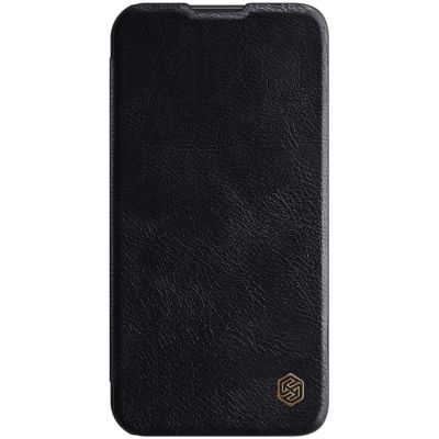 6. Nillkin Qin Leder Pro Hülle iPhone 14 Plus Kamera Cover Holster Cover Flip Case Schwarz