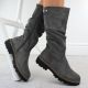 3. Damenstiefel, warm gefüttert, gerafft, grau M.Daszyński SA259-3