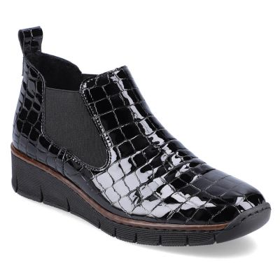 49. Rieker W R474 Schlangenleder Stiefeletten schwarz