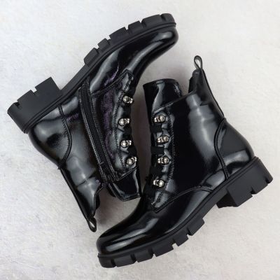 4. Damen-Lackleder-Winterboots im Worker-Stil, schwarz, M.Daszyński MR23123