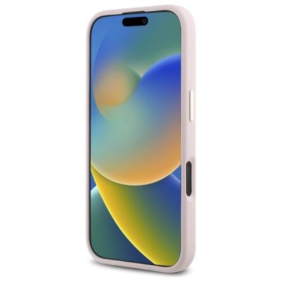 5. Guess Silikon Logo Strass 4G Hülle für iPhone 16 - Hellrosa