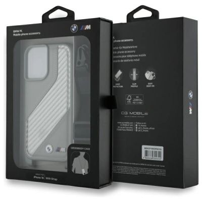 7. BMW M Edition Carbonstreifen- und Riemenhülle für iPhone 16 – Grau