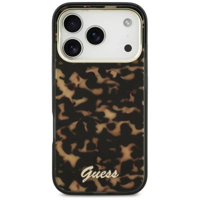 3. Guess IML Script Metal MagSafe Hülle für iPhone 17 Pro – Schwarz und Braun