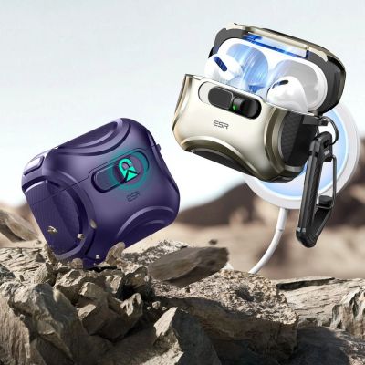 4. ESR Cyber ​​FlickLock MagSafe Hülle für AirPods Pro 3 – Lila