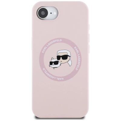 3. Karl Lagerfeld Silikon Karl&Choupette Heads MagSafe iPhone 16e Hülle - Rosa