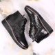 13. Gefütterte schwarze Lackleder-Stiefeletten mit Keilabsatz Filippo