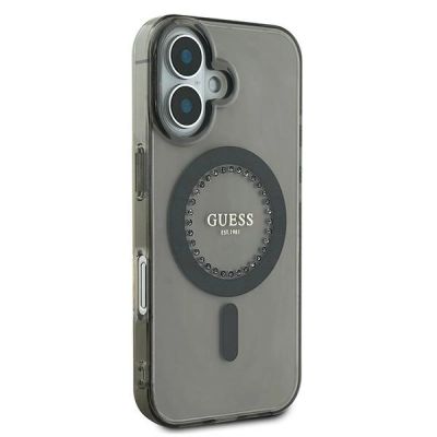 4. Guess IML Rhinestones MagSafe Hülle für iPhone 16 Plus – Schwarz