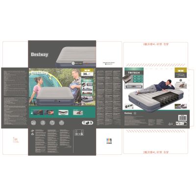 21. Bestway 6716T Luftmatratze Doppelmatratze Blau, Grau