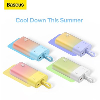 13. Baseus Popsicle 5200mAh 20W Powerbank mit integriertem Lightning Kabel (+ weißes Baseus Simple USB-C - USB-C 60W/20V/3A/30cm Kabel) - Blau-Orange