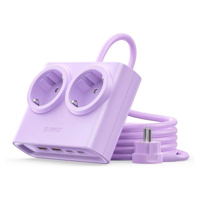 Orico PDC25 25W 6-in-1 Steckdosenleiste 2x Netzanschluss + 2x USB-A + 2x USB-C - Lila