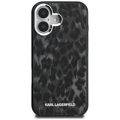 3. Karl Lagerfeld IML MagSafe-Hülle mit Leopardenmuster für iPhone 16 – Schwarz