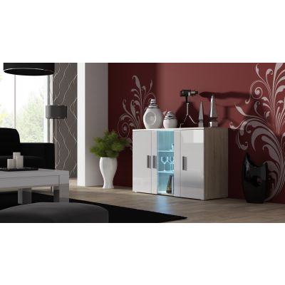 Kommode 120 cm SOHO S7 Sonoma Eiche/Hochglanzweiß