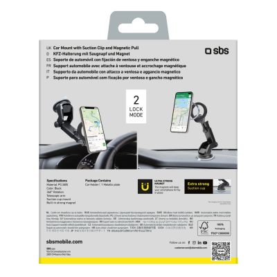 5. SBS TESUPMAGRINGEXT Smartphone-Halterung für Armaturenbrett und Fenster, MagSafe-kompatibel – Schwarz