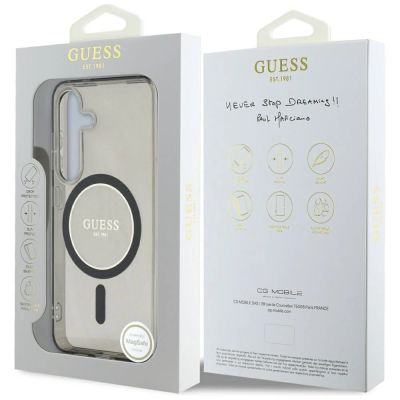 8. Guess Glitter Circle Classic Logo MagSafe Hülle für Samsung Galaxy S25 schwarz