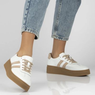 2. Weiße Damen-Plateauschuhe aus Wildleder, Modell Filippo DP6776