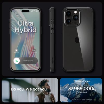 15. Spigen Ultra Hybrid-Hülle für iPhone 15 Pro – Mattschwarz