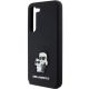 6. Karl Lagerfeld Silikon Karl&Choupette Metal Pin Hülle für Samsung Galaxy S24 – Schwarz