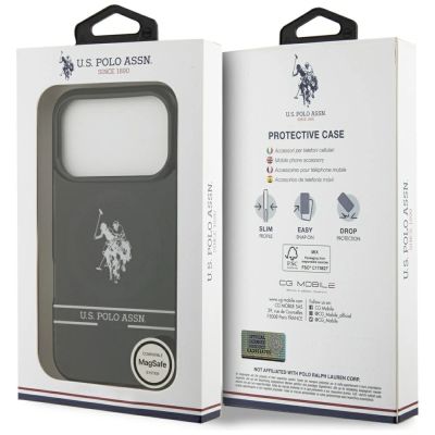 8. US Polo DH und Bottom Stripe Logo MagSafe Hülle für iPhone 17 Pro - Schwarz