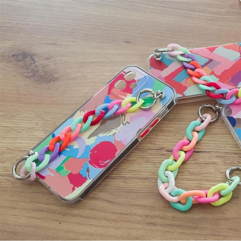 7. Color Chain Case Gel flexible elastische Hülle mit Kettenanhänger für iPhone 13 mini mehrfarbig (3)