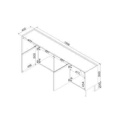 5. FELLINI Kommode 200x40x70 cm, Kaschmir + geölte Eichenplatte