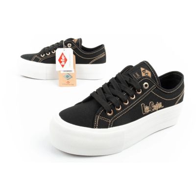 8. Lee Cooper Damen-Sneaker mit Plateausohle, schwarz mit Gold