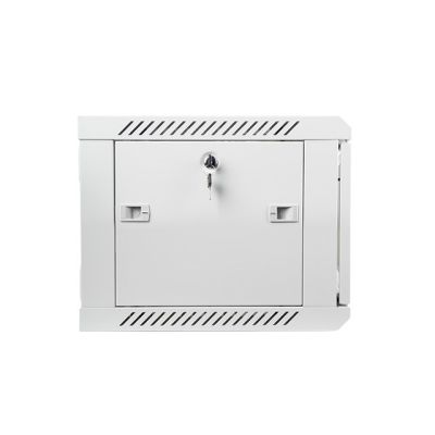 7. Lanberg WF01-6406-10S einteiliger abschließbarer Schrank (6 HE; 368 mm / 600 mm / 450 mm; Wandmontage; Glas; 19 Zoll; grau)