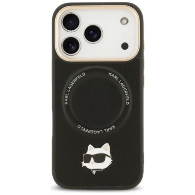 3. Karl Lagerfeld Big Strap Choupette Metal Logo MagSafe Hülle für iPhone 17 Pro Max – Schwarz