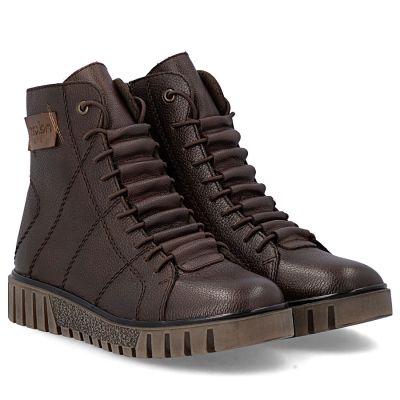 4. Braune Plateau-Ankle-Boots aus Leder für Damen von Rieker, Modell Y3421-26