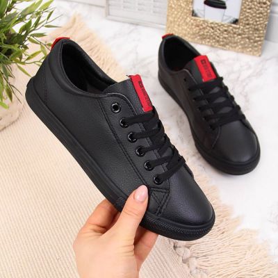 Big Star W DD274687 schwarze Low-Top-Sneaker aus Öko-Leder 