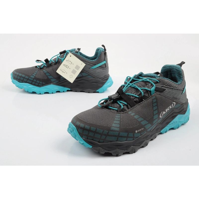 8. Aku Damen Flyrock Gore-Tex Trekking-Sportschuhe, strapazierfähig, grau-blau