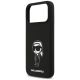 6. Karl Lagerfeld Silikonhülle mit Karl-Skizze und Logo (MagSafe) für iPhone 17 Pro Max – Schwarz