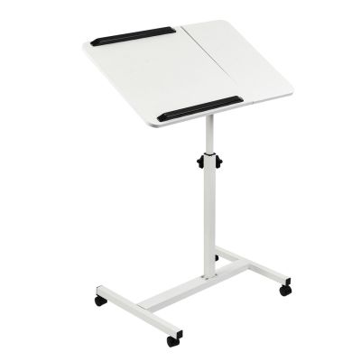 MACLEAN Mobiler Schreibtisch-/Laptopständer, Weiß, Höhenverstellbar 59–89 cm, max. 30 kg, MC-121 W