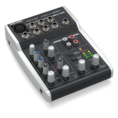 6. Behringer 502S – Kompakter 5-Kanal-Analogmixer mit USB-Schnittstelle, speziell entwickelt für Podcasting, Streaming und Heimaufnahmen