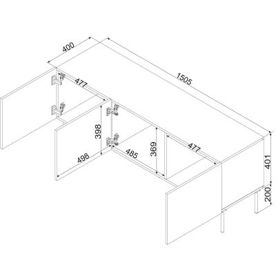 4. SIENA TV-Schrank 150,5 x 40 x 60 cm, Kaschmir matt