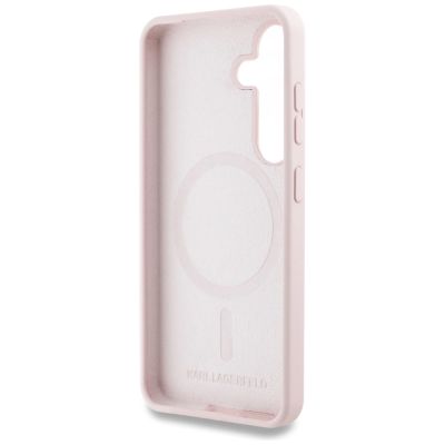 7. Karl Lagerfeld Silikon Double Heads And Circle MagSafe Samsung Galaxy S25 Plus Hülle rosa
