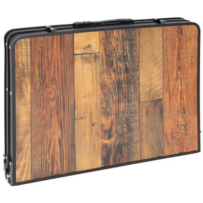 7. Klappbarer Campingtisch 90 x 60 x 36–68 cm, Stahl, Gitter, Holz