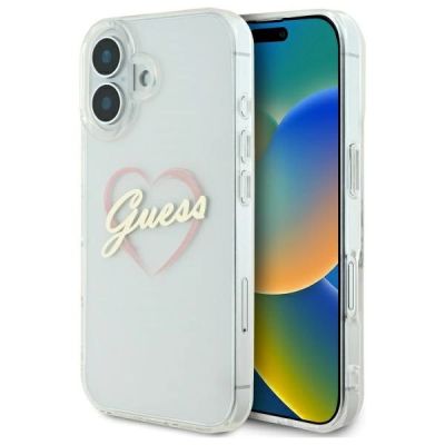 Guess IML Heart Hülle für iPhone 16 – transparent