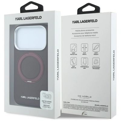 8. Karl Lagerfeld Ring Stand 360 Saffiano Classic Logo MagSafe Hülle für iPhone 18 Pro Max / 17 Pro Max - bordeauxrot